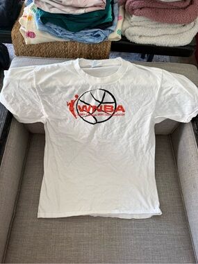WNBA White Kids' Graphic Tee - White with Red/Black Logo